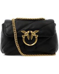 Pinko - Leather Cotton Brass Crossbody Bags - Lyst