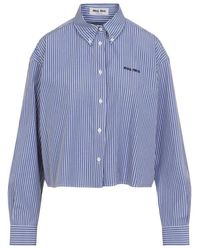 Miu Miu - Micro Pinstripe Poplin Shirt - Lyst