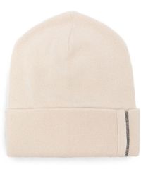 Brunello Cucinelli - Ribbed Cashmere Knit Beanie With Monili Detail - Lyst