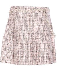 Self-Portrait - Tweed Pleated Skirt - Lyst