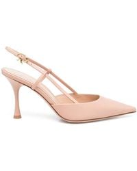 Gianvito Rossi - Nude Neutrals Leather Decolletes Slingback - Lyst