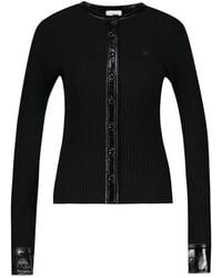Courreges - Courregès Ribbed Viscoseblend Cardigan With Vinyl Trim - Lyst