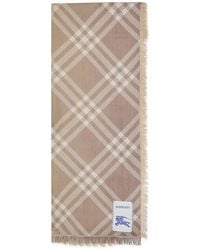 Burberry - Scarf Made Of Wool And Silk With Fringes - Lyst