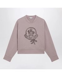 Moncler - Cotton Sweatshirt With Embroidered Logo - Lyst
