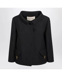 Valentino - Wool Silk Cropped Jacket - Lyst