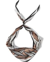 Brunello Cucinelli - Cacao Leaves Print Silk Foulard - Lyst