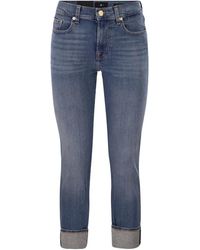 7 For All Mankind - Relaxed Skinny Cropped Slim Illusion Stretch Denim Jeans - Lyst