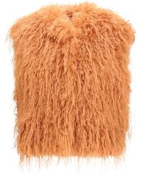 forte_forte - Faux Fur Vest Eco Mongolia Polyester Blazers - Lyst