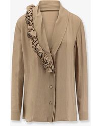 Alberta Ferretti - Crepe Shirt With Ruffles - Lyst