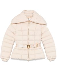 Elisabetta Franchi - Quilted Nude Jacket With Golden Zip - Lyst