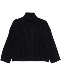 Brunello Cucinelli - Sequin-Embellished Ribbed Cashmere Turtleneck - Lyst