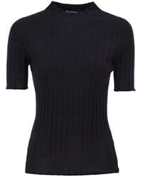 Peserico - Short-Sleeved Ribbed Woollen Jumper - Lyst