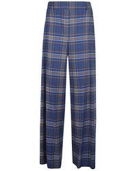 Niu - Wide Leg Checked Trousers - Lyst