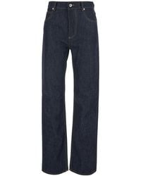 Bottega Veneta - Jeans With Contrasting Stitching And Logo Patch On The Back - Lyst