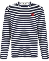 COMME DES GARÇONS PLAY - Striped T-Shirt With Heart Patch - Lyst