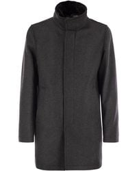 Herno - Wool Coat With Detachable Collar - Lyst