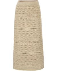 Fabiana Filippi - Cotton And Linen Crochet Midi Pencil Skirt - Lyst