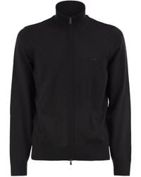 BOSS - Pure Virgin Wool Zip-Up Cardigan - Lyst