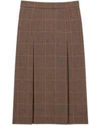 Saint Laurent - Prince Of Wales Wool And Cashmere Midi Skirt - Lyst