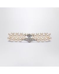 Vivienne Westwood - Bracelet With Pearls And Metallic Logo - Lyst