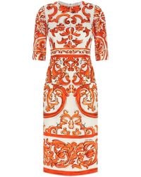 Dolce & Gabbana - Silk Midi Dress - Lyst