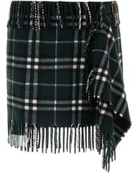 Burberry - Embroidered Wool Blend Mini Skirt - Lyst