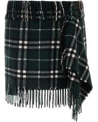 Burberry - Embroidered Wool Blend Mini Skirt - Lyst