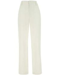 Bottega Veneta - Ivory Cotton Wide-Leg Pant - Lyst