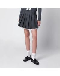 Self-Portrait - Self Portrait Pleated Wool Mini Skirt With Lace Trim - Lyst