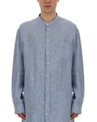 Dolce & Gabbana - Mandarin Collar Oversize Linen Shirt - Lyst