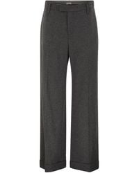 Brunello Cucinelli - Virgin Wool And Cashmere Tailored Trousers With Turn-Up Hem - Lyst