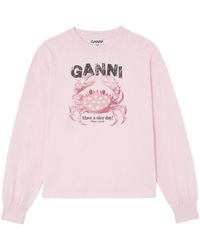 Ganni - Jersey T-Shirt With Crab Print - Lyst