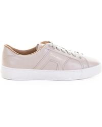 Santoni - Cream Soft Leather Sneaker - Lyst