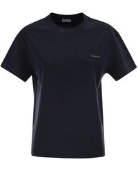 Brunello Cucinelli - Cotton Jersey T-Shirt With Shiny Tab - Lyst