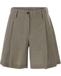 Brunello Cucinelli - Tailored Linen Bermuda Shorts With Double Pleats - Lyst