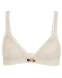 Alessandra Rich - Carded Mohair Knit Bra With Embroidery - Lyst