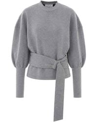 Lanvin - Long-Sleeves Belted Sweatshirt - Lyst