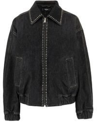 Versace - Blouson Denim Stone Washed With Studs - Lyst