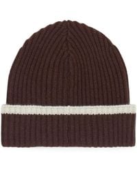 Brunello Cucinelli - Contrasting-Stripe Ribbed Beanie - Lyst
