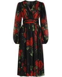 Dolce & Gabbana - Dolce & Gabbana Dress With Rose Print - Lyst