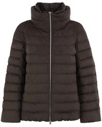 Herno - Technical Suede-Effect Down Jacket With Padded High Collar - Lyst