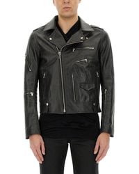 Rick Owens - Leather Jacket With Cotton And Cupro Lining - Lyst