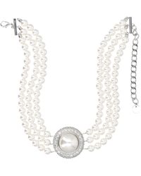 Self-Portrait - Small Crystal Pearl Choker - Lyst