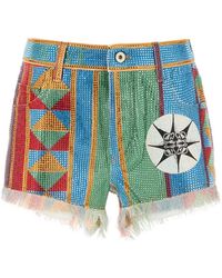 Loewe - Embellished Denim Paula S Ibiza Shorts - Lyst