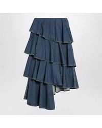 Alaïa - Alaia Asymmetrical Spiral Denim Skirt - Lyst