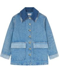 Ganni - Patchwork Denim Jacket - Lyst