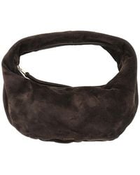 KHAITE - Mini Hobo Bag Made From Soft Suede Leather With Integrated Handle To Carry By Hand. -Tone Mini Logo Print - Lyst