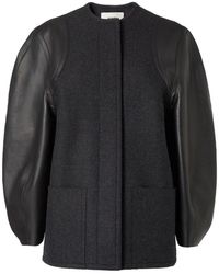 Fendi - Wool And Leather Coat - Lyst