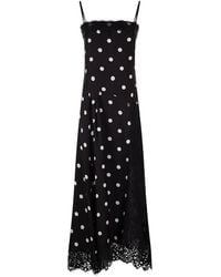 Sportmax - Spxcapo – Polka Dot Silk Midi Dress With Lace Inserts - Lyst