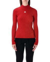Courreges - Courregès Courrèges Rib Knit Mock Neck Sweater - Lyst